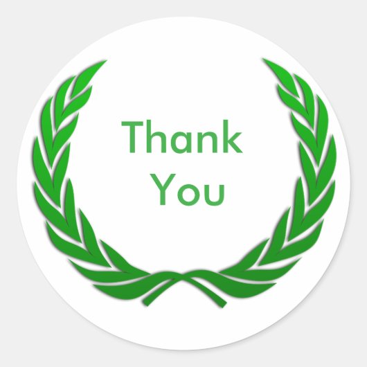 Green Rustic Laurel Wreath Bedankt Ronde Sticker (Voorkant)