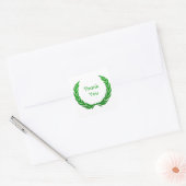 Green Rustic Laurel Wreath Bedankt Vierkante Sticker (Envelop)