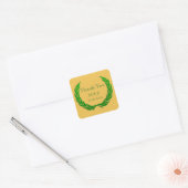 Green Rustic Laurel Wreath Persoonlijk Dank u Vierkante Sticker (Envelop)