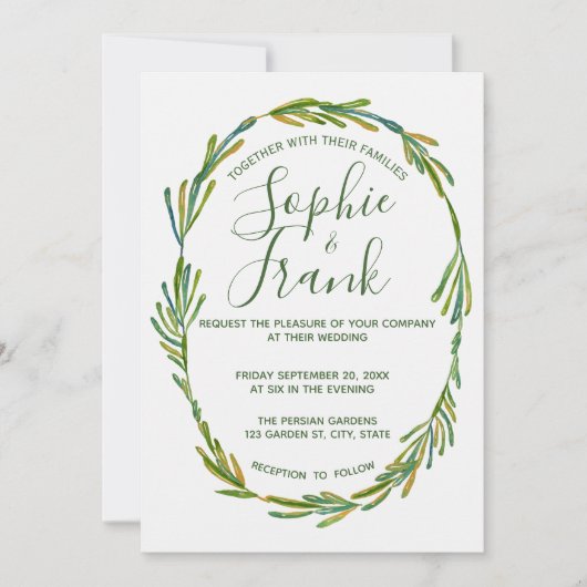 Green Rustic Leafy gepersonaliseerde bruiloft uitn Kaart (Voorkant)