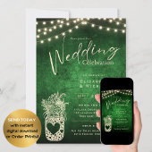 Green Rustic Mason Jar Wedding DIGITAL Print Kaart