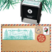 Green Rustic Merry Christmas Tree Retouradres Zelfinktende Stempel