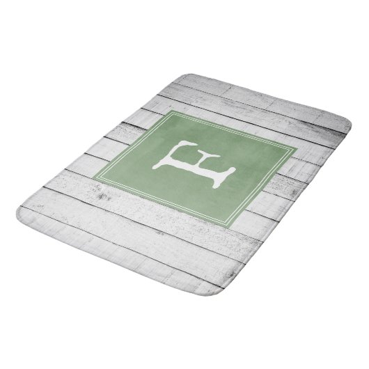 Green Rustic Monogram Bath Mat (Gekanteld)