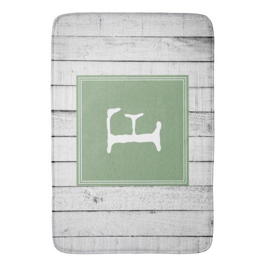 Green Rustic Monogram Bath Mat (Voorkant Verticaal)
