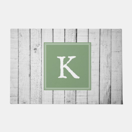 Green Rustic Monogram Doormat Deurmat (Voorkant)