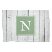 Green Rustic Monogram Kussensloop (Voorkant)