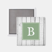Green Rustic Monogram Magnet (Voorkant / Achterkant)