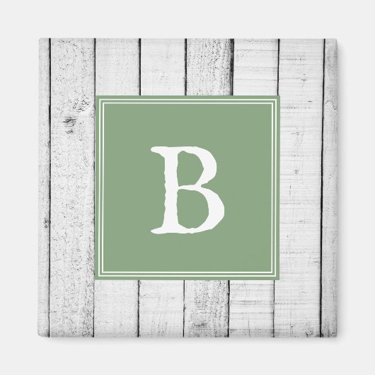 Green Rustic Monogram Magnet (Voorkant)