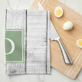 Green Rustic Monogram Towel Theedoek (Quarter Fold)