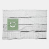 Green Rustic Monogram Towel Theedoek (Horizontaal)
