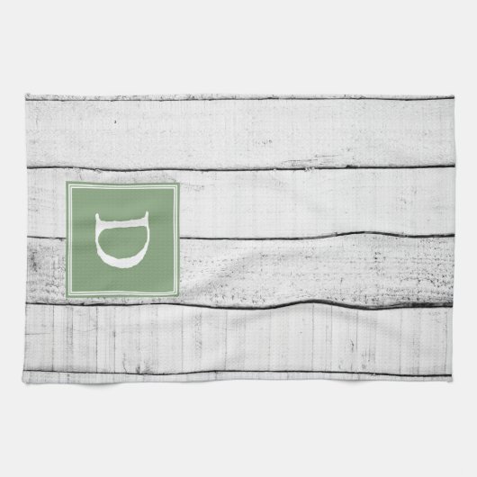Green Rustic Monogram Towel Theedoek (Horizontaal)