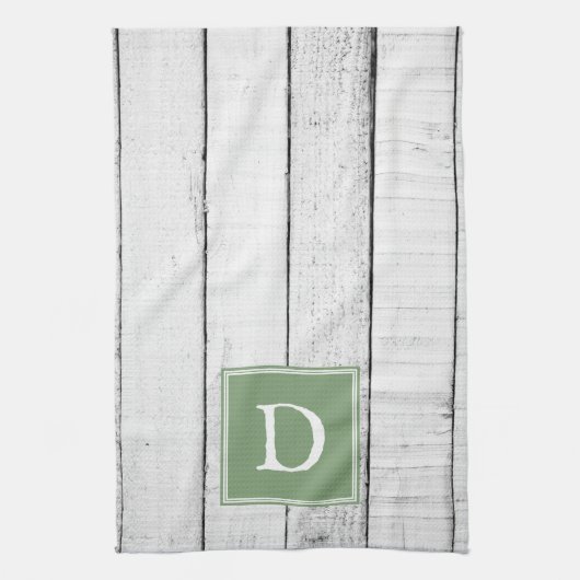 Green Rustic Monogram Towel Theedoek (Verticaal)