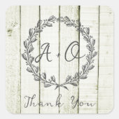 Green Rustic Monogram Weddenschap Vierkante Sticker (Voorkant)