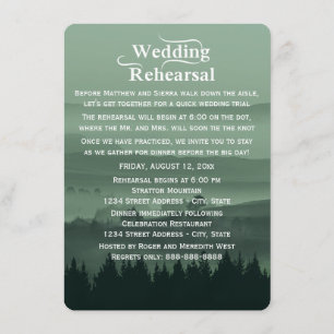 Green Rustic Mountain Wedding Rehearsal Dinner Kaart