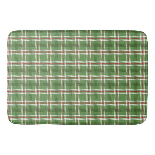 Green Rustic Plaid Pattern Holiday Badmat (Voorkant)