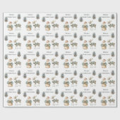 Green Rustic Santa Christmas Pinecone Deer Cadeaupapier (Vlak)