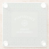 Green Rustic Snowflake Holiday Kerstfamilie Glazen Onderzetter (Achterkant)