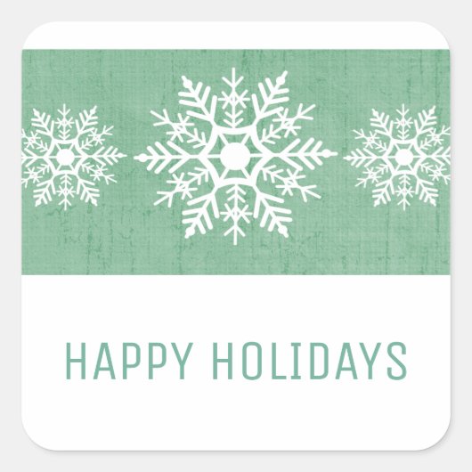 Green Rustic Snowflake Holiday Vierkante Sticker (Voorkant)