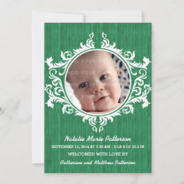 Green Rustic Swirls Baby Aankondiging