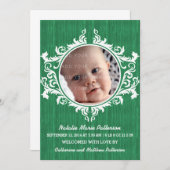 Green Rustic Swirls Baby Aankondiging (Voorkant / Achterkant)