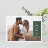 Green Rustic Tree Woodgrain Christmas Photo Card Kaart (Staand voorkant)