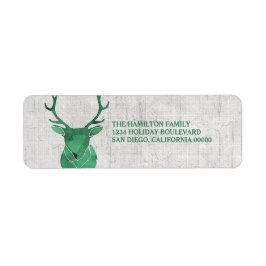 Green Rustic Waterverf Deer Holiday Etiket