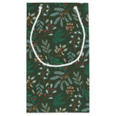 Green Rustic Winter Botanical Klein Cadeauzakje (Achterkant)