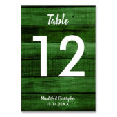 Green Rustic Woodgrain Wedding Table Number Kaart (Voorkant)