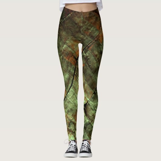 Green Rusty Grunge Metal Leggings (Voorkant)
