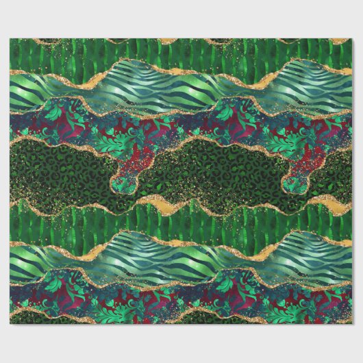 Green Safari Animal Print Agate Cadeaupapier (Vlak)