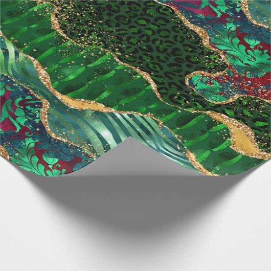 Green Safari Animal Print Agate Cadeaupapier (Hoek)