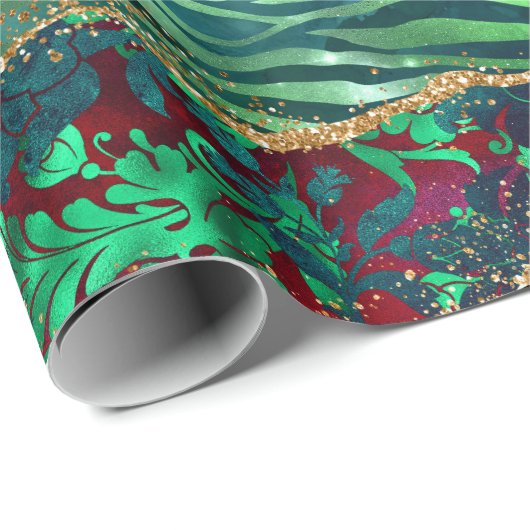 Green Safari Animal Print Agate Cadeaupapier (Rol Hoek)