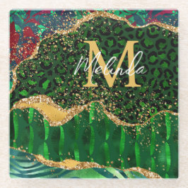 Green Safari Animal Print Agate Glazen Onderzetter