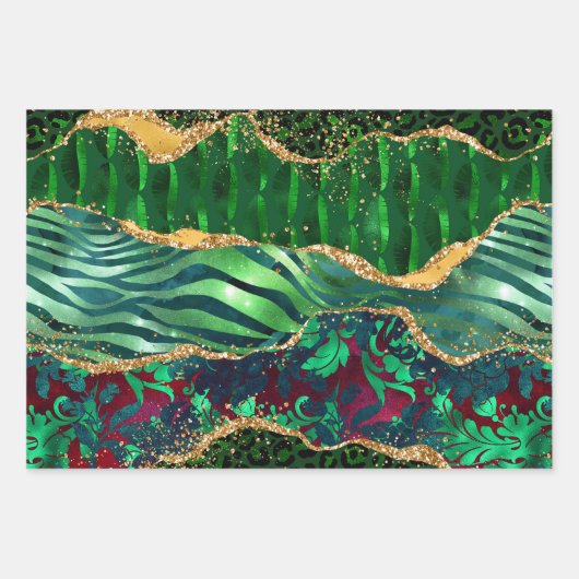 Green Safari Animal Print Agate Inpakpapier Vel (Voorkant 2)