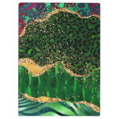 Green Safari Animal Print Agate Klembord (Achterkant)