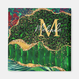 Green Safari Animal Print Agate Magneet