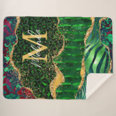 Green Safari Animal Print Agate Sherpa Deken (Voorkant (horizontaal))