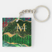 Green Safari Animal Print Agate Sleutelhanger (Achterkant)