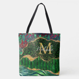 Green Safari Animal Print Agate Tote Bag