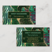 Green Safari Animal Print Gold Glitter Agate Visitekaartje (Voorkant / Achterkant)