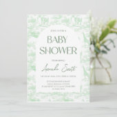 Green Safari Animals Toile de Jouy Baby shower Kaart (Staand voorkant)