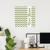 Green Safari Chevron met aangepaste tekst Poster (Thuiskantoor)