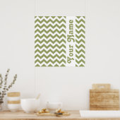 Green Safari Chevron met aangepaste tekst Poster (Keuken)