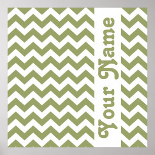 Green Safari Chevron met aangepaste tekst Poster