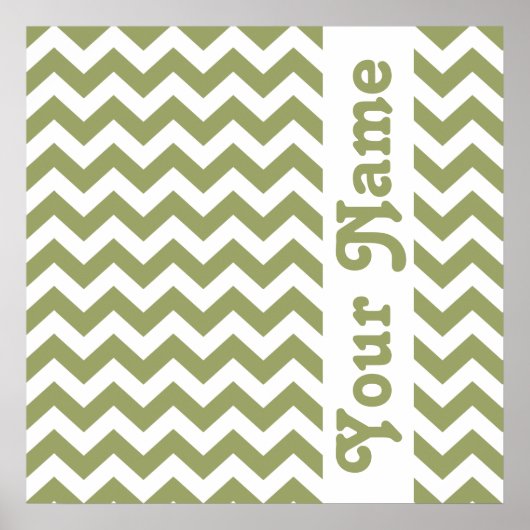 Green Safari Chevron met aangepaste tekst Poster (Voorkant)