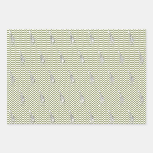 Green Safari Chevron met Pop Art Giraffe Inpakpapier Vel (Voorkant 3)