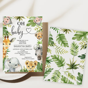 Green Safari Dieren Baby shower Kaart