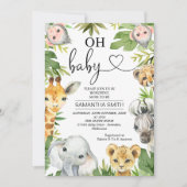 Green Safari Dieren Baby shower Kaart (Voorkant)