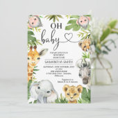 Green Safari Dieren Baby shower Kaart (Staand voorkant)