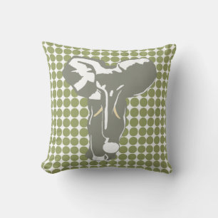 Green Safari Dot met Pop Art Elephant Kussen